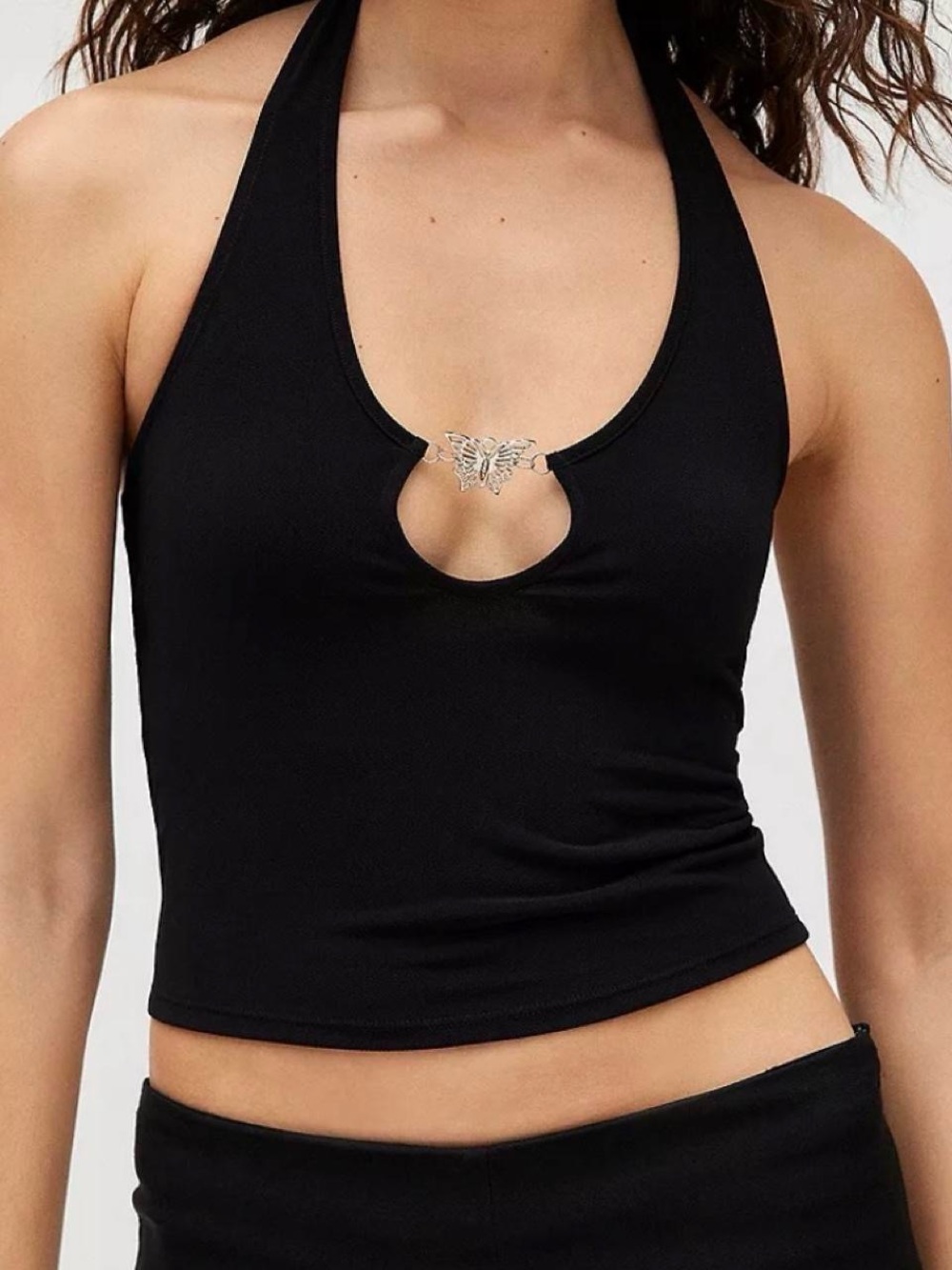 Silence + Noise Eva O-Ring Keyhole Halter Top size L